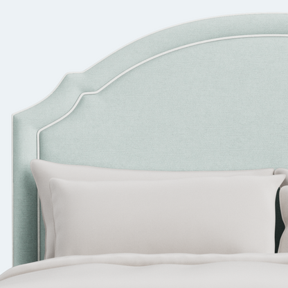 The Grace Queen Bed - NY Performance Aqua Chenille - White Trim