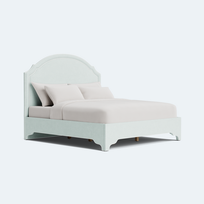 The Grace Queen Bed - NY Performance Aqua Chenille - White Trim