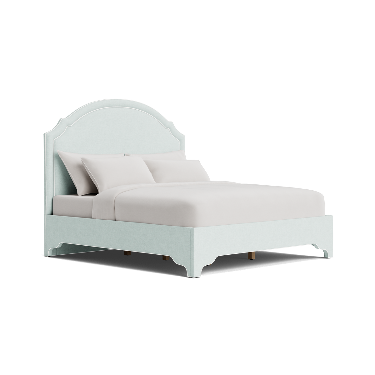 The Grace Queen Bed - NY Performance Aqua Chenille - White Trim
