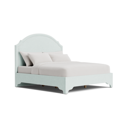 The Grace Queen Bed - NY Performance Aqua Chenille - White Trim