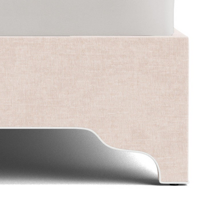The Addison Queen Bed - Scalloped Legs - Pink Performance Chenille Fabric - White Trim
