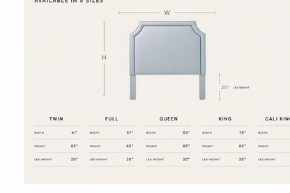 The Addison Queen Headboard - Sky Blue Woven Fabric - Navy Trim