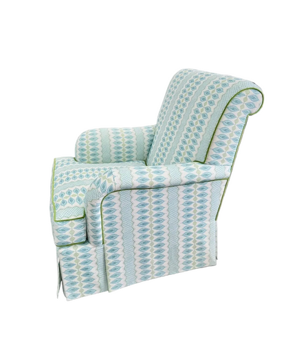 Tight back Waterfall Lounge Chair in Print Fabric - Contrast Piping