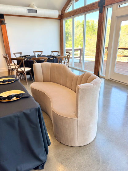 72" L Curved Loveseat Channeled Banquette