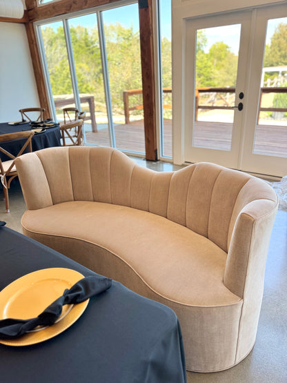 72" L Curved Loveseat Channeled Banquette