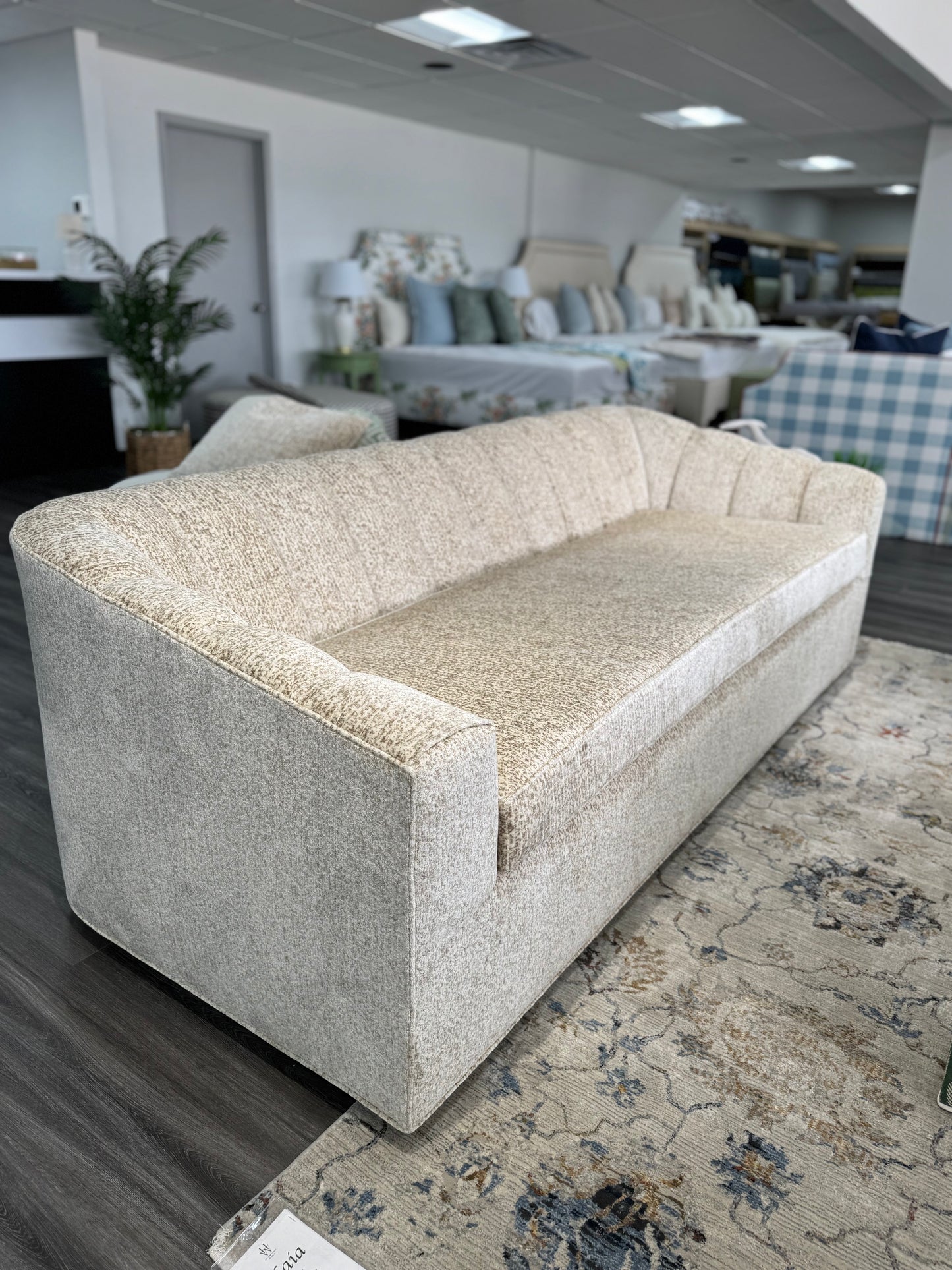 Custom channeled sofa.