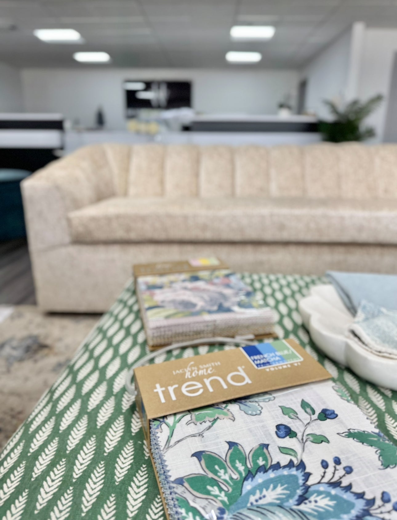 Custom channeled sofa.