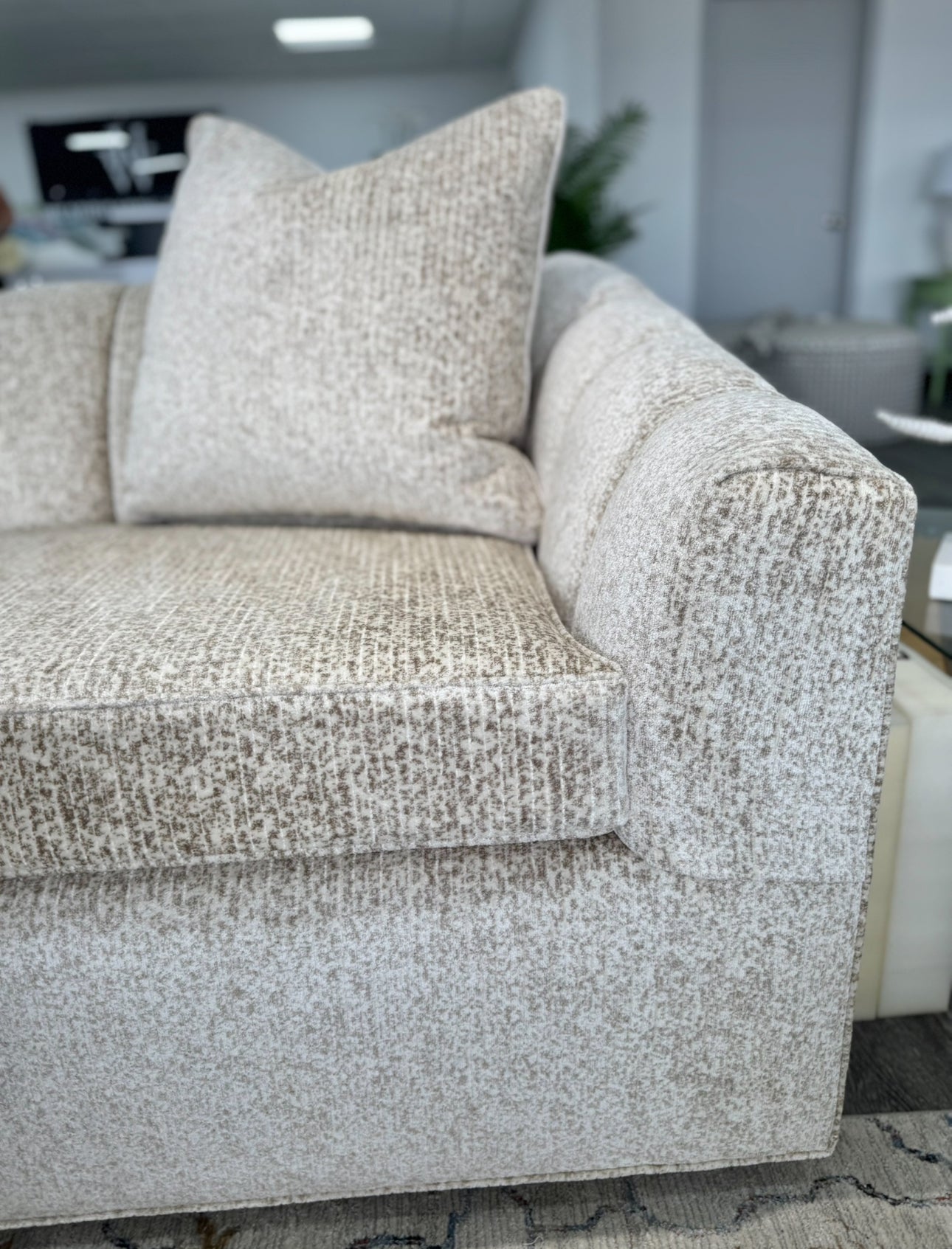 Custom channeled sofa.