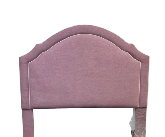 60” H Queen Headboard in Lavender Woven Fabric - White Trim