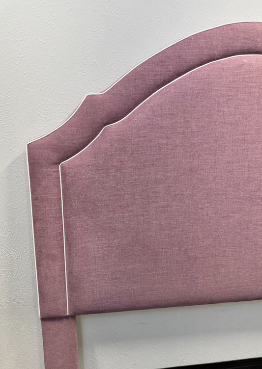60” H Queen Headboard in Lavender Woven Fabric - White Trim