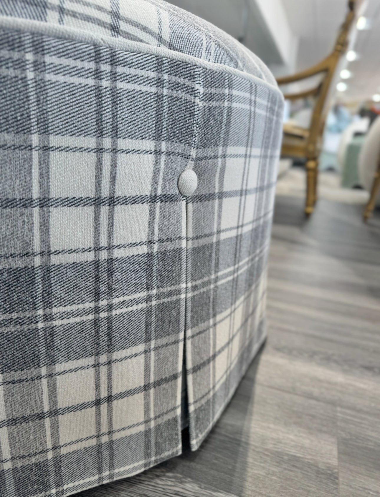 32" Round Skirted Ottoman