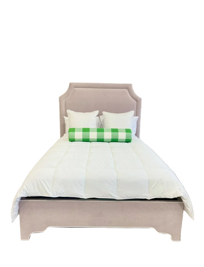 65”H Queen Upholstered Platform Bed - Lilac Woven - White Trim