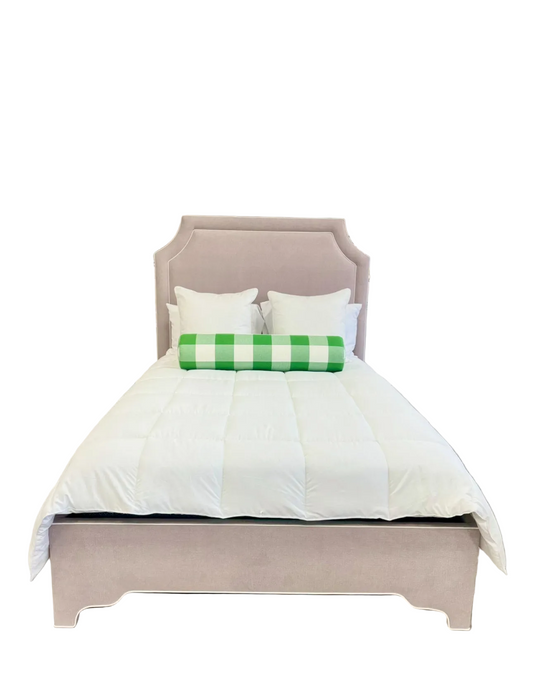 65”H Queen Upholstered Platform Bed - Lilac Woven - White Trim