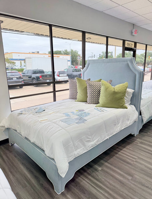 60”H Queen platform bed.