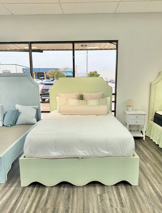 60”H Queen Scalloped Base Platform Bed.