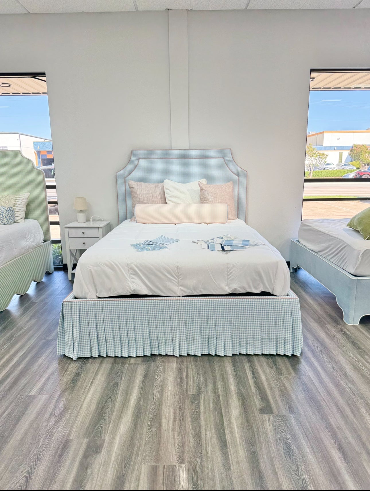 65" H Skirted Platform Base Queen Bed