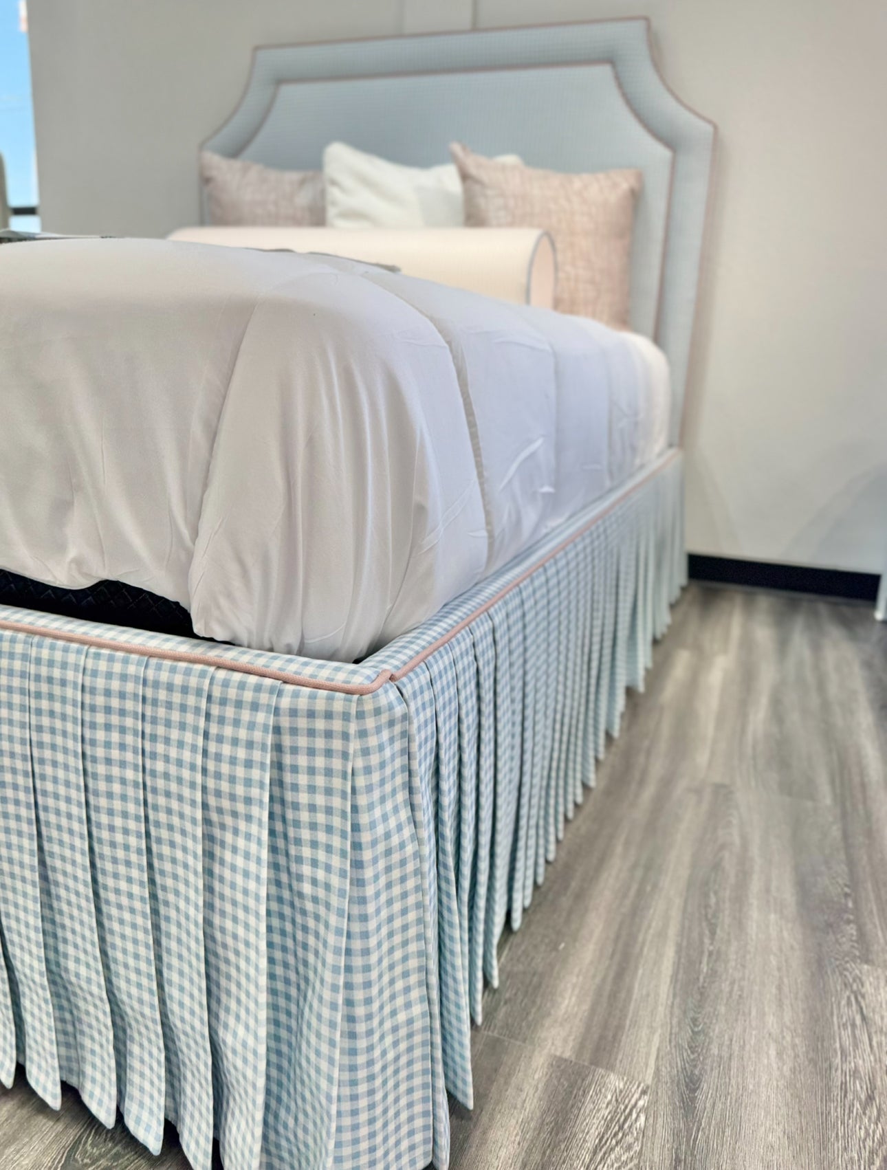 65" H Skirted Platform Base Queen Bed