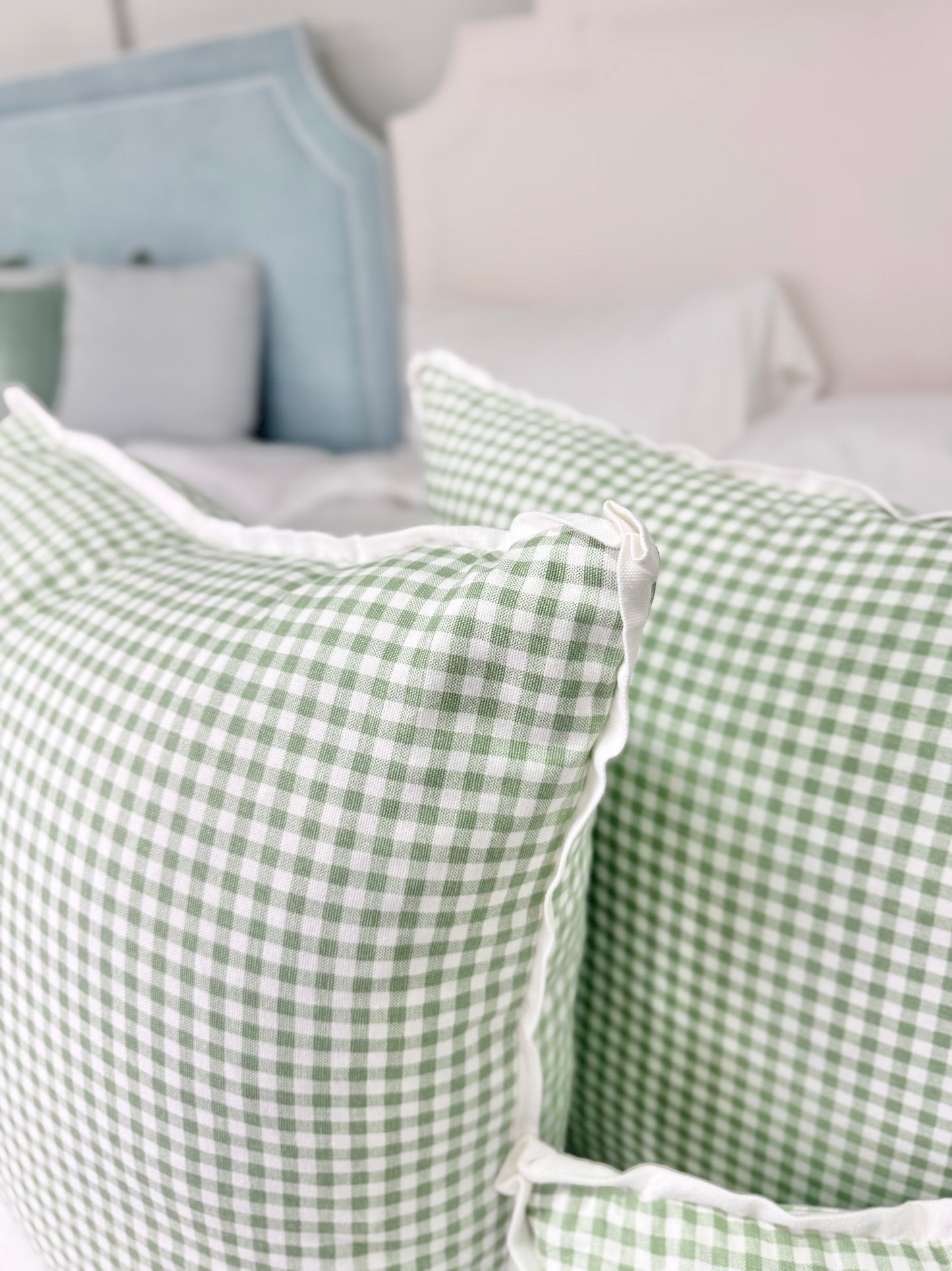 Sage Green Gingham Pillows