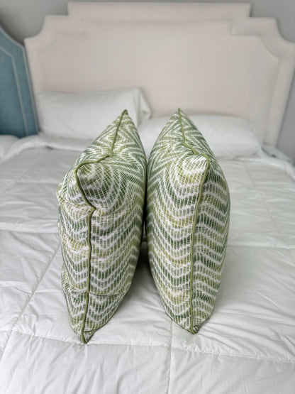 Patterned Green and White Pillows