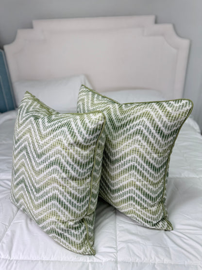 Patterned Green and White Pillows