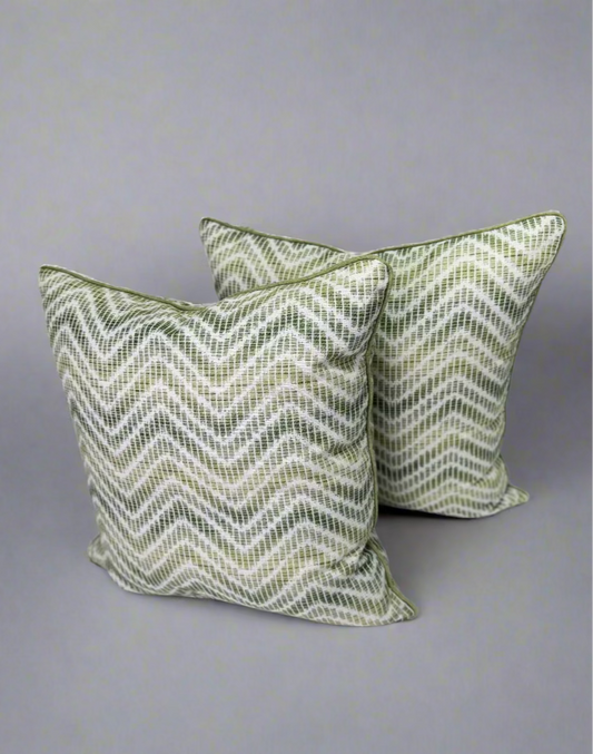 Patterned Green and White Pillows