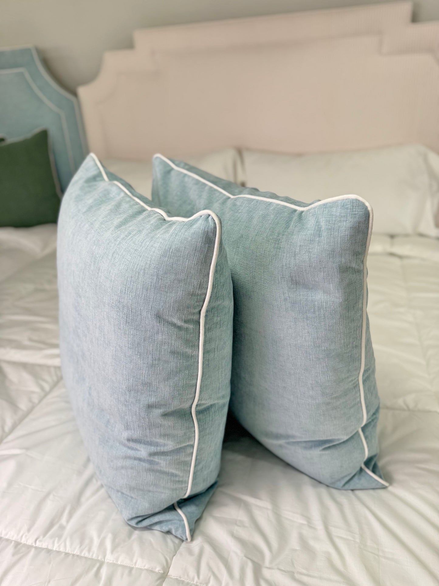 Seafoam Blue Chenille Pillows
