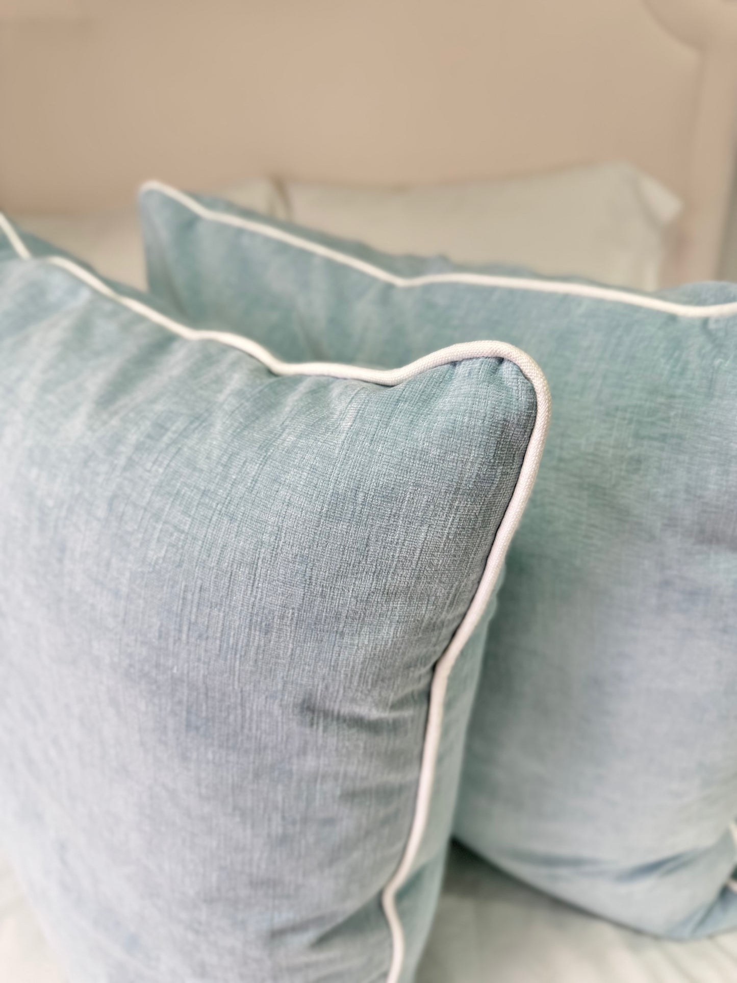 Seafoam Blue Chenille Pillows
