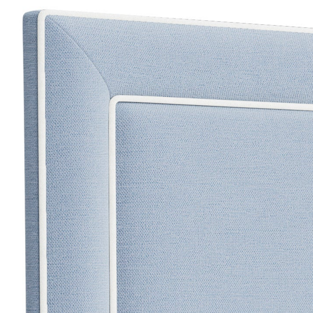 The Jacob King Headboard - Ashley Blue Performance Chenille Fabric - White Trim