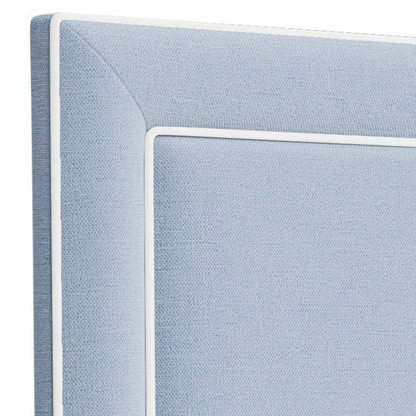 The Jacob King Headboard - Ashley Blue Performance Chenille Fabric - White Trim