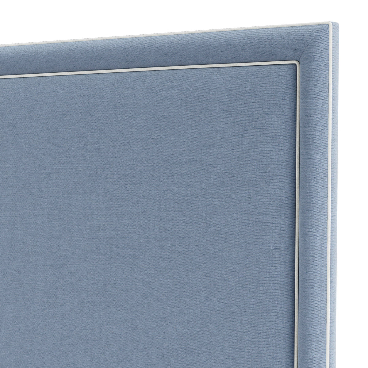 The Jacob King Headboard - Ashley Blue Performance Chenille Fabric - White Trim
