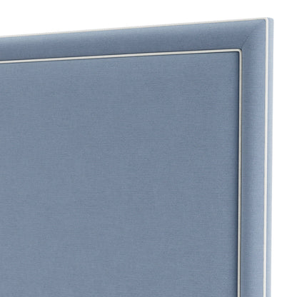 The Jacob King Headboard - Ashley Blue Performance Chenille Fabric - White Trim