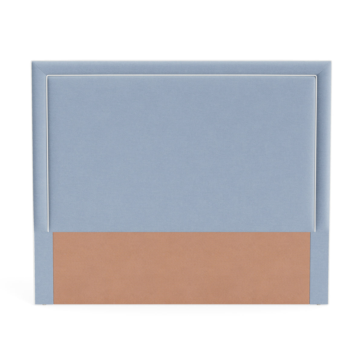 The Jacob King Headboard - Ashley Blue Performance Chenille Fabric - White Trim