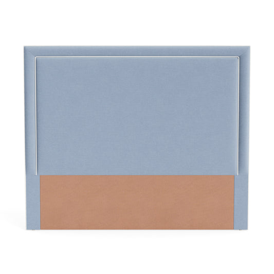The Jacob King Headboard - Ashley Blue Performance Chenille Fabric - White Trim