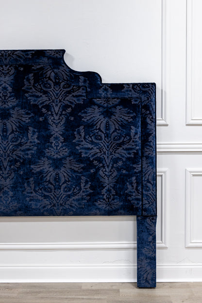66"H Queen Headboard - Lee Jofa Parham Velvet Azure Fabric - Self Welted