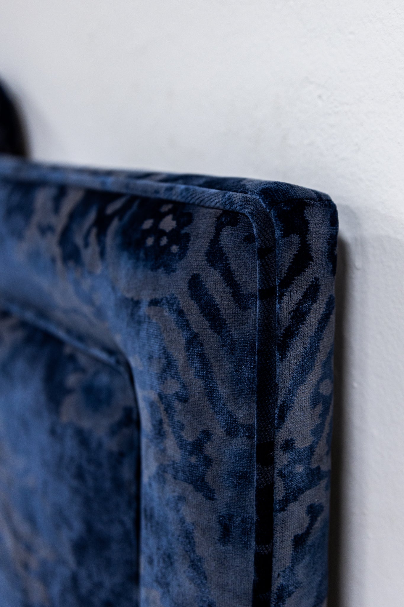 66"H Queen Headboard - Lee Jofa Parham Velvet Azure Fabric - Self Welted