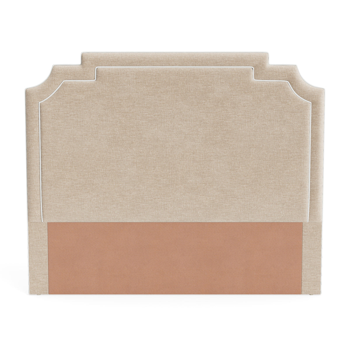 The Martha King Headboard - Performance Beige Chenille Fabric- White Trim