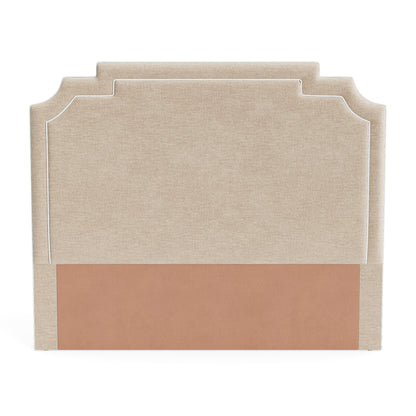The Martha King Headboard - Performance Beige Chenille Fabric- White Trim