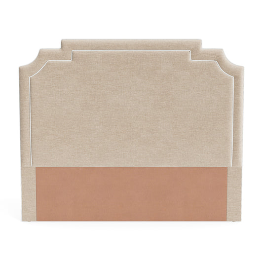 The Martha King Headboard - Performance Beige Chenille Fabric- White Trim