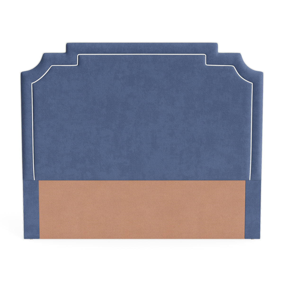 The Martha King Headboard - Performance Velvet Fabric in Navy - White Trim