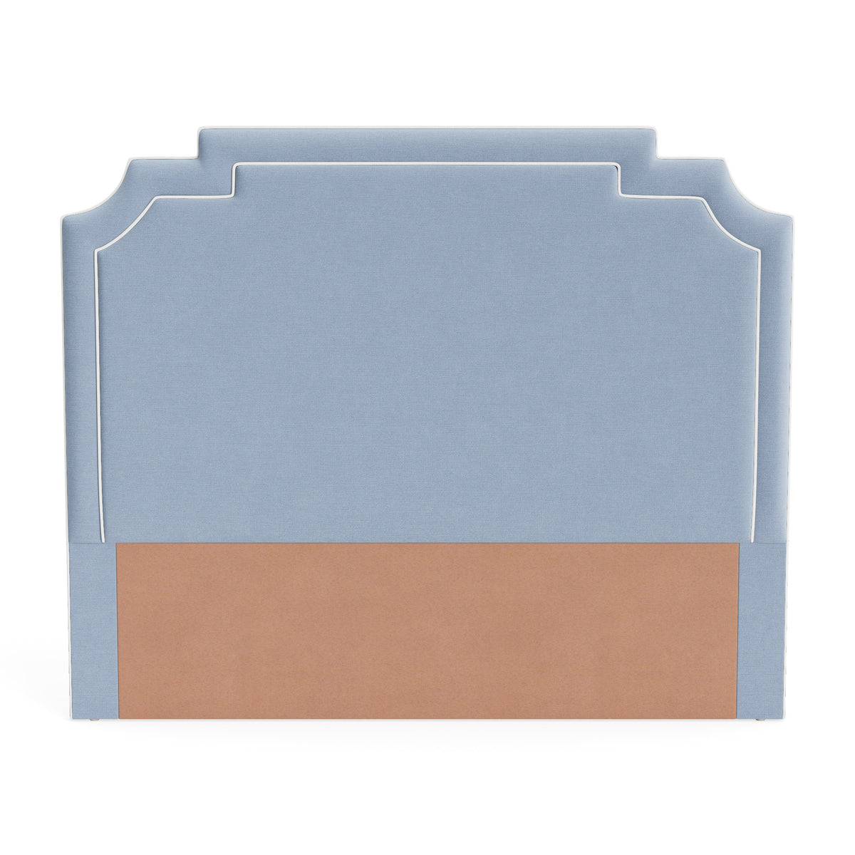 The Martha King Headboard - Sky Blue Woven Fabric - White Trim