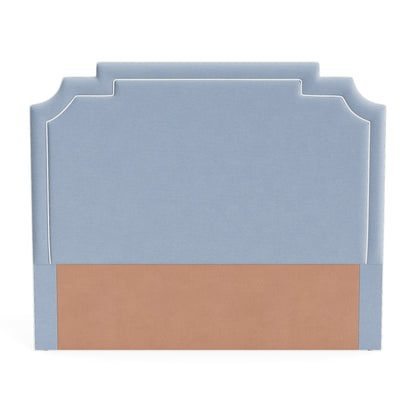 The Martha King Headboard - Sky Blue Woven Fabric - White Trim