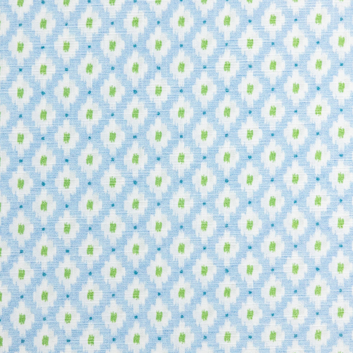 The Lorraine Queen Headboard - Mia Blue/Green - Pleated Pear Green Band