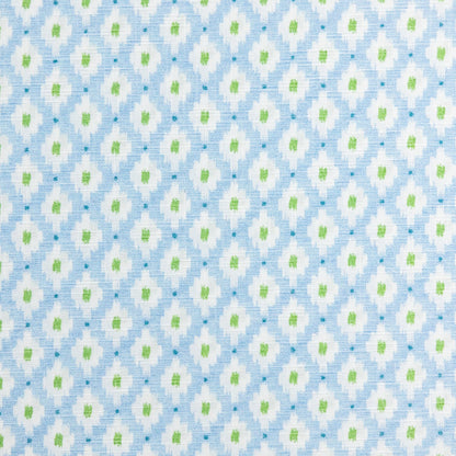 The Lorraine Queen Headboard - Mia Blue/Green - Pleated Pear Green Band