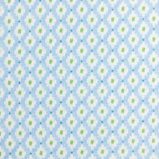 The Lorraine Queen Headboard - Mia Blue/Green - Pleated Pear Green Band