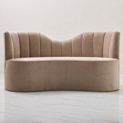 72" L Curved Loveseat Channeled Banquette