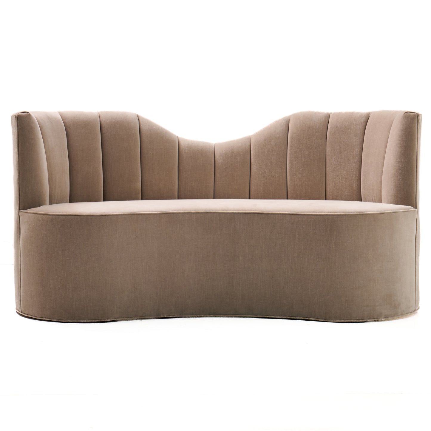 72" L Curved Loveseat Channeled Banquette