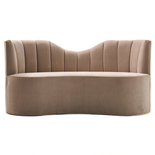 72" L Curved Loveseat Channeled Banquette