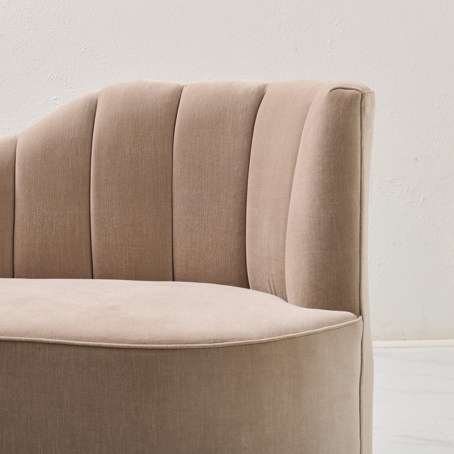 72" L Curved Loveseat Channeled Banquette