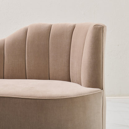 72" L Curved Loveseat Channeled Banquette