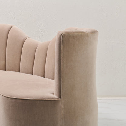 72" L Curved Loveseat Channeled Banquette